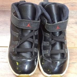 Boys red and black Jordan shoes size 10c